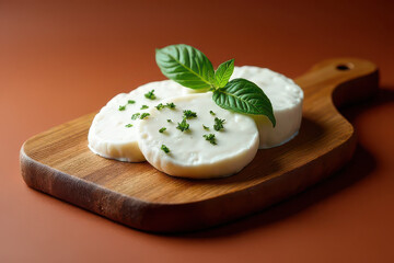 Tempting Burrata Cheese Plate: Clean Food Photography on Terracotta Background
