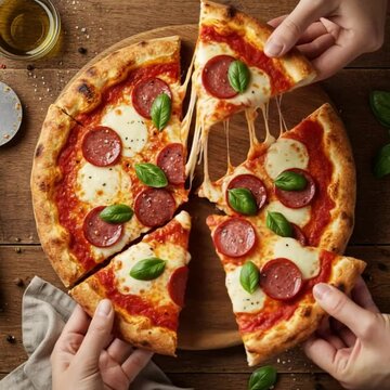 pizza with ham