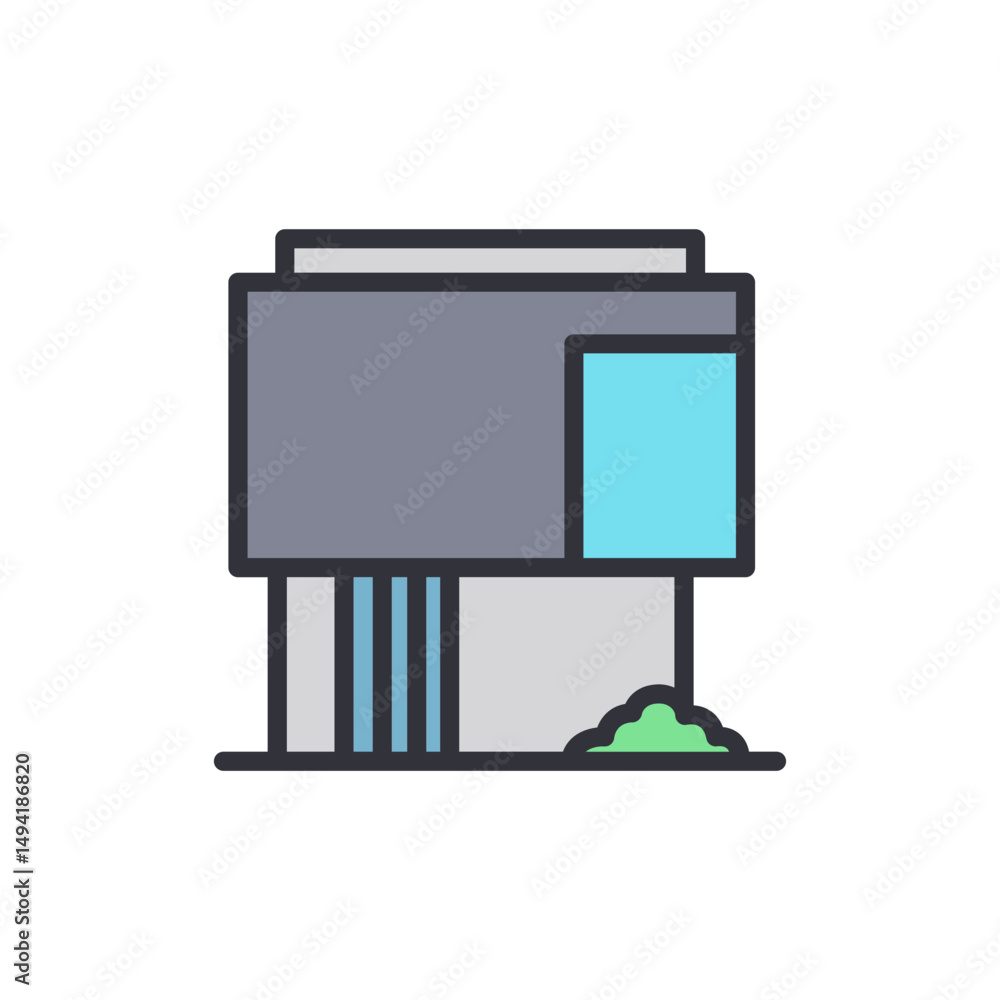 Poster modern architecture representation isolated on transparent canvas