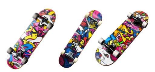 Vibrant Street Art Skateboards