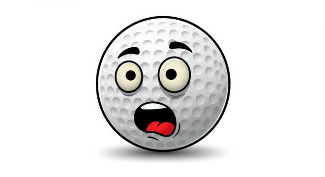 Astonished Golf Ball Cartoon Character: A Shocked Expression