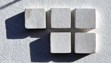 Abstract Geometric Pattern Of Light Gray Cubes On A White Wall