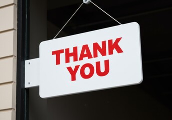 Fototapeta premium Thank you sign isolated on transparent background hanging on door