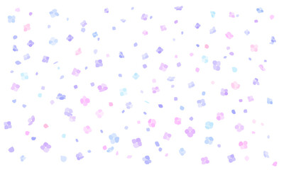 紫陽花の背景/不揃い花びらのシャワー/梅雨の花の素材/シンプルなフラットスタイル
