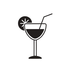 Cocktail with Ice and Lime – Refreshing Summer Drink Vector Illustration on White Background