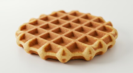 Round waffle against white background