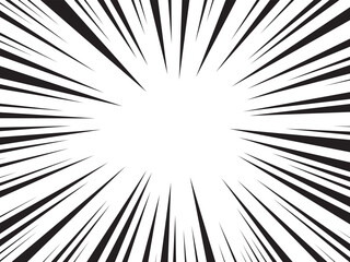 Fototapeta premium Sun Rays or Explosion Boom for Comic Books Radial Background Vector. Speed rays. Action, speed lines, stripes for comic book frame. Dynamic, speed stripes abstract frame. Comic book action background.