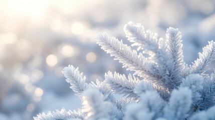 Winter Wonderland: Enchanting Frosty Pine Branch