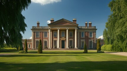Obraz premium Stately Home, Elegant Mansion, Picturesque Estate