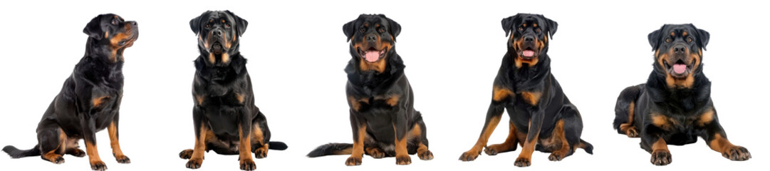 Obraz premium Collection of Rottweilers full body isolate on white background