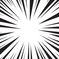 Obraz premium Sun Rays or Explosion Boom for Comic Books Radial Background Vector. Speed rays. Action, speed lines, stripes for comic book frame. Dynamic, speed stripes abstract frame. Comic book action background.