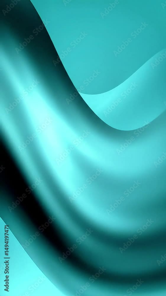 Poster turquoise abstract: flowing fabric simulation with dynamic light and shadow