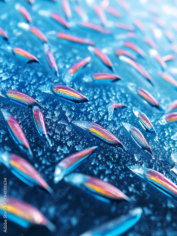 Poster intricate surface texture showing a colorful abstract metallic gradient design