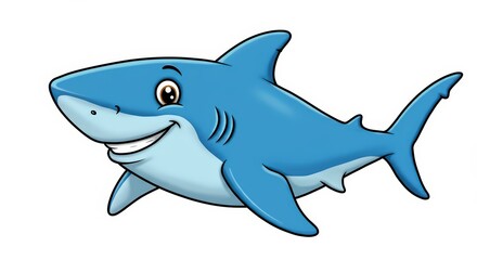 Obraz premium A Cheerful Cartoon Shark: A Delightful Illustration of a Smiling Shark
