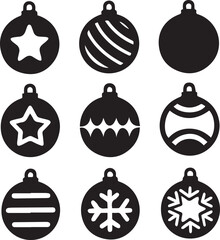 bauble set silhouette vector, bauble illustration, bauble set clipart bundle black and white