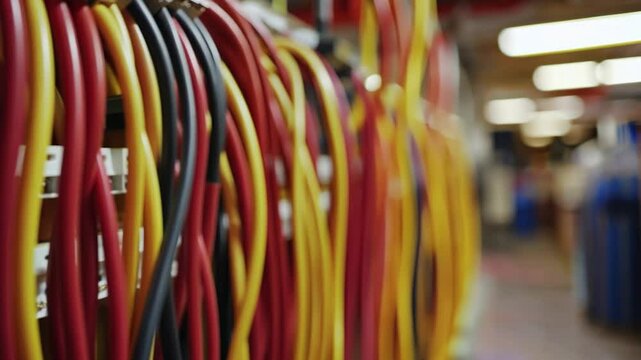 Close-up of colorful electrical cables