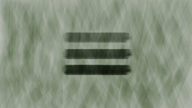 Minimalist abstract design with three horizontal black brush strokes on textured green background
