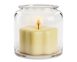 candle flame png jar glass cream wax glow soft fire round scallop top