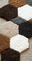 Close Up View Of Multicolored Hexagonal Carpet