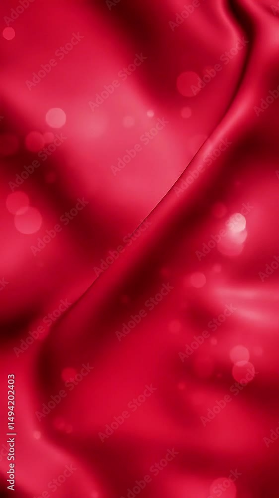 Aufkleber Abstract Red Silk Fabric with Bokeh Lights Flowing in a Seamless Loop