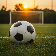 Obraz premium soccer ball in front of the goal