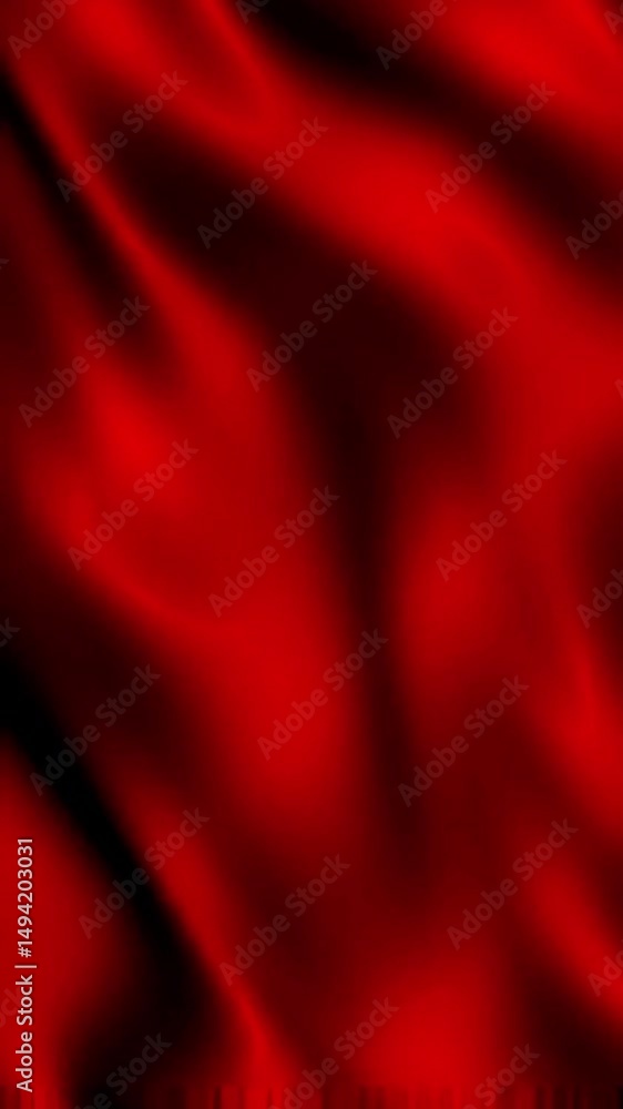 Poster flowing crimson fabric: abstract red silk texture with dark shadows and subtle movement