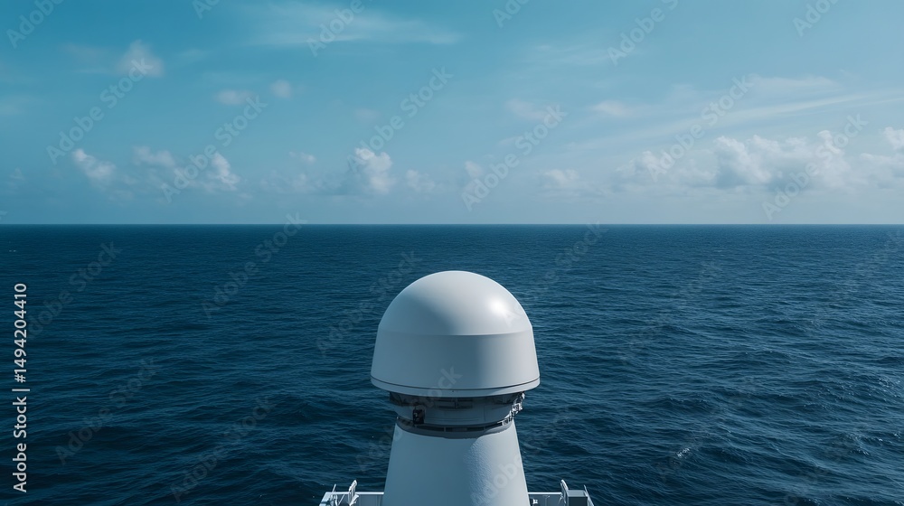 Poster high-tech radar system scanning the open ocean.
