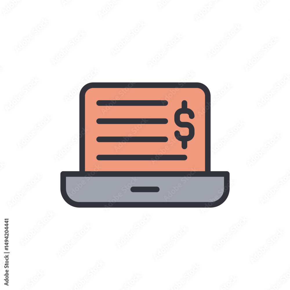 Poster digital financial overview displayed on a laptop screen with currency symbol