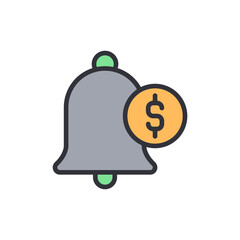Financial Alert Icon With Notification Bell And Dollar Sign Coin
