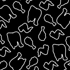 doodle fried chicken pattern background. Crispy fried chicken seamless pattern.