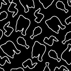 Fried chicken seamless pattern Design Template. Fried chicken outline pattern Perfect for design menu cafe, bistro, restaurant, label and packaging
