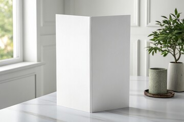 Brochure Mockup with Blank Front Panel Isolated on White Background