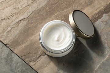 Cosmetic Jar Mockup Top-Down View with Open Lid and Branding Space
