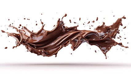 Chocolate Swirl Splash: A dynamic splash of rich, decadent chocolate swirls and explodes across the frame, capturing the luscious texture and irresistible appeal of melted chocolate.