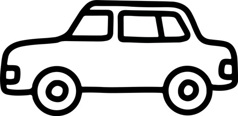 A minimal hand-drawn sedan in gray color. Great for general transportation, driving, or city-related design content.