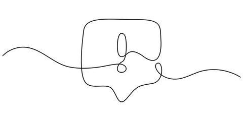 Attention Getting Continuous Line Editable Stroke Icon, Continuous linear drawing of exclamation mark. Single-line drawing of an exclamation mark. Exclamation mark in one line style vector.