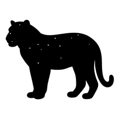 Silhouette of a Black Panther with Starlight Pattern on a White Background
