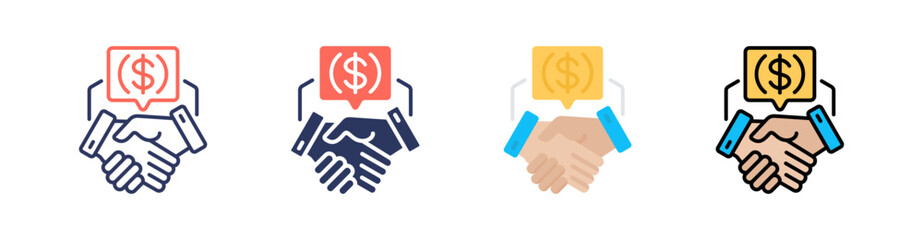 Negotiation Multi Style Icon Set Vector 