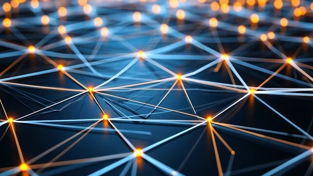 Abstract network of glowing lines and points