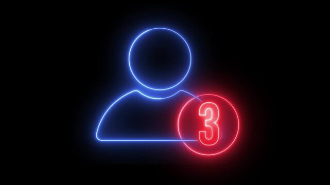 Animation of a blue person icon, notification circle with the number 3 in red