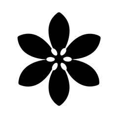 A black flower with six petals on a white background art
