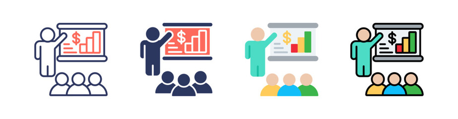 Sales Training Multi Style Icon Set Vector 