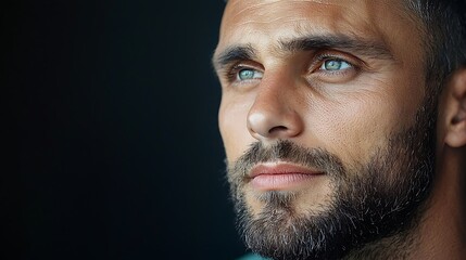 Obraz premium this is a close up of a man with a beard and blue eyes