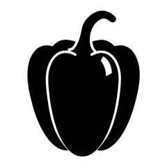 Stylized black and white bell pepper vegetable with a thick outline