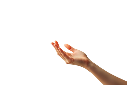 Hand holding a floating stock chart that is disturbing the air against a white background.