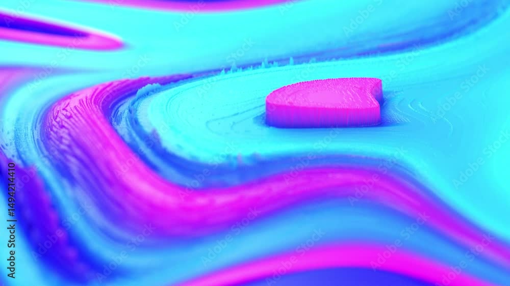 Aufkleber vibrant abstract art with cyan and magenta flowing patterns in 3d render