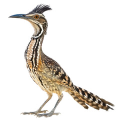 Roadrunner bird front view full body isolate on white background