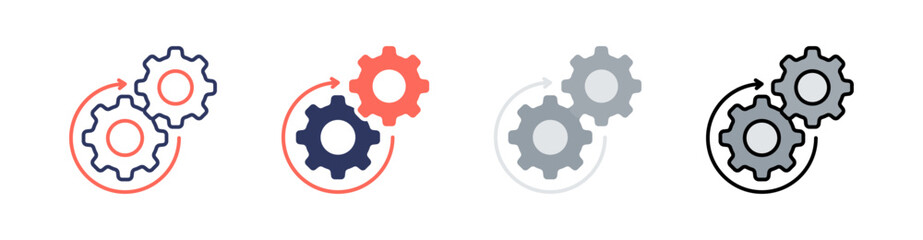 Improvement Multi Style Icon Set Vector 