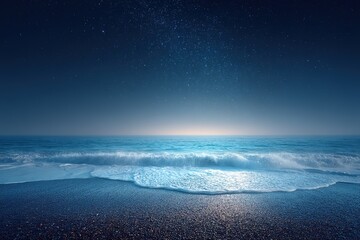 Naklejka premium Starry Night Beach Scene At Dusk