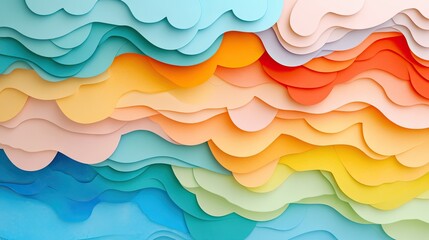 Layered, colorful, abstract, wavy, paper, design.